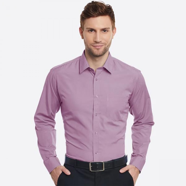 Men Mauve Slim Fit Solid Formal Shirt